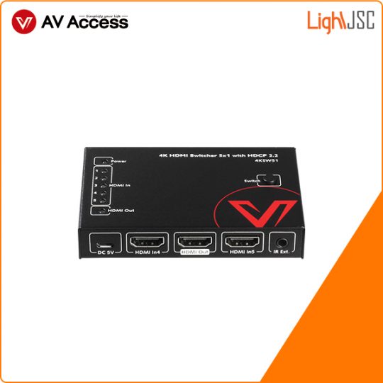 Thiết bị chuyển đổi HDMI 4K, 5 cổng, điều khiển hồng ngoại, HDCP 2.2. AV Access 4KSW51