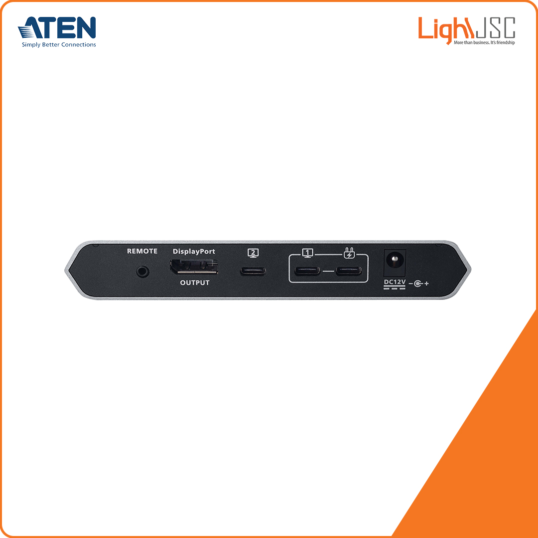 Aten US3311 2-Port 4K DisplayPort USB-C KVM Dock Switch with Power Pass-through