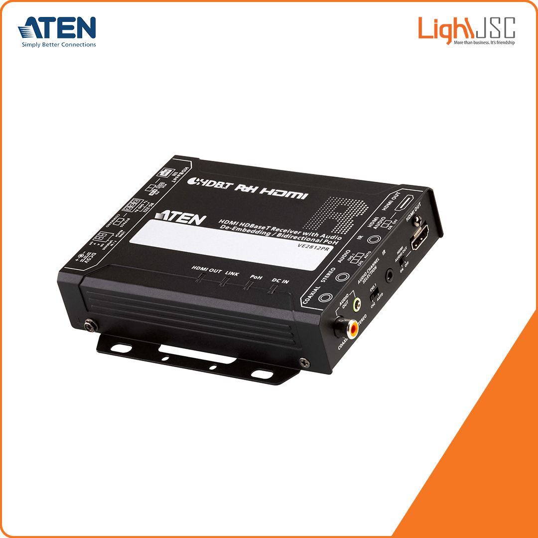 Aten VE2812PR HDMI HDBaseT Receiver with Audio De-Embedding Bi-directional PoH (4K@100m) (HDBaseT Class A) (PoH PSE & PD)