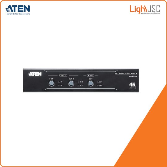 Aten VM0202HB 2 x 2 True 4K HDMI Matrix Switch with Audio De-Embedder