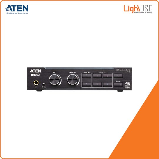 Aten VP1421 4 x 2 True 4K Presentation Matrix Switch with Scaling, DSP, and HDBaseT-Lite