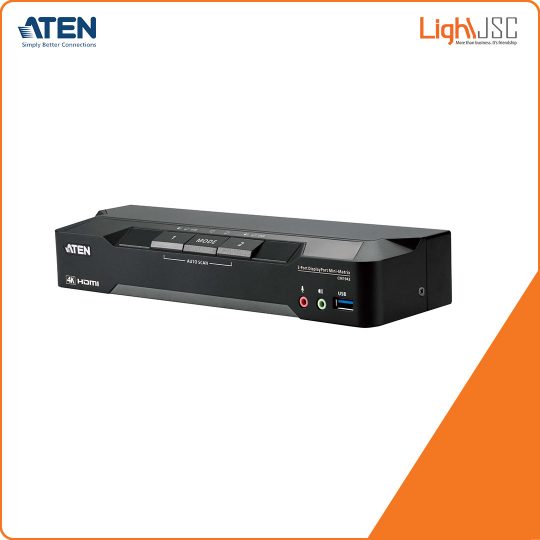 Aten CM1942 2-Port 4K DisplayPort Dual Display Mini-Matrix Boundless KVM Switch