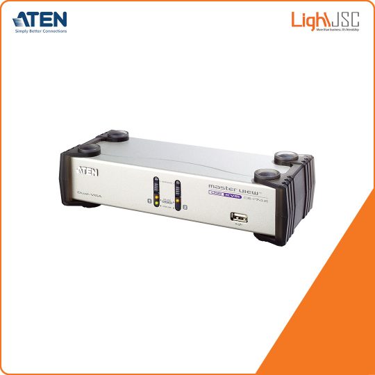 Aten CS1742 2-Port USB VGA Dual DisplayAudio KVMP Switch