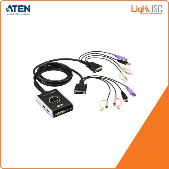 Aten CS682 2-Port USB DVI/Audio Cable KVM Switch with Remote Port Selector