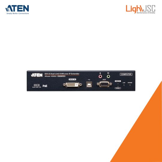 Aten KE6922T 2K DVI-D Dual-Link KVM over IP Transmitter with Dual SFP & PoE front