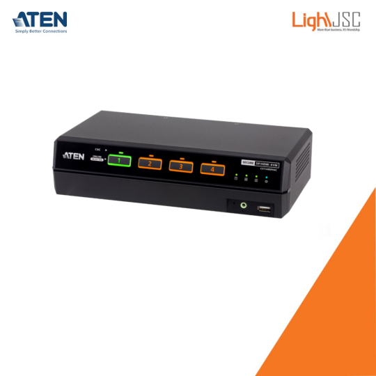 Aten CS1144DPH4C 4-Port USB 5K DisplayPort/HDMI Dual Display Universal Secure KVM Switch with CAC (PSD PP v4.0) -TAA